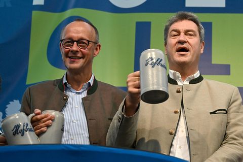 Markus Söder und Friedrich Merz beim Gillamoos