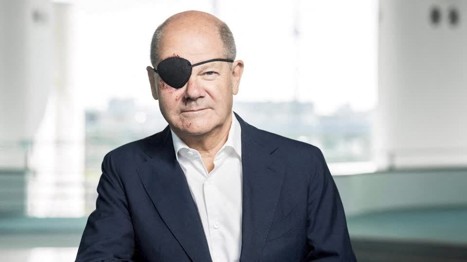 OIaf Scholz: Bundeskanzler mit Augenklappe