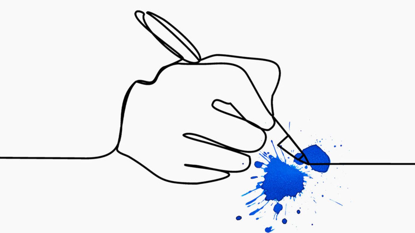 Illustration einer Hand, die etwas schreibt Illustration einer Hand, die etwas schreibt