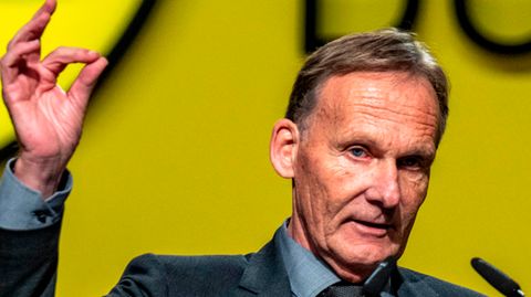 BVB-Geschäftsführer Hans-Joachim Watzke: demnächst dann mit eckigem Ball