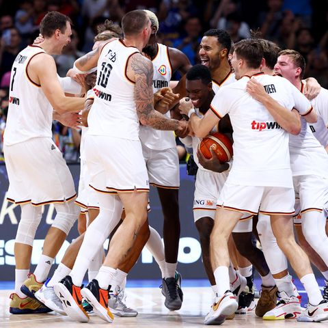 Hat Grund zur Freude: Die deutsche Basketball-Nationalmannschaft