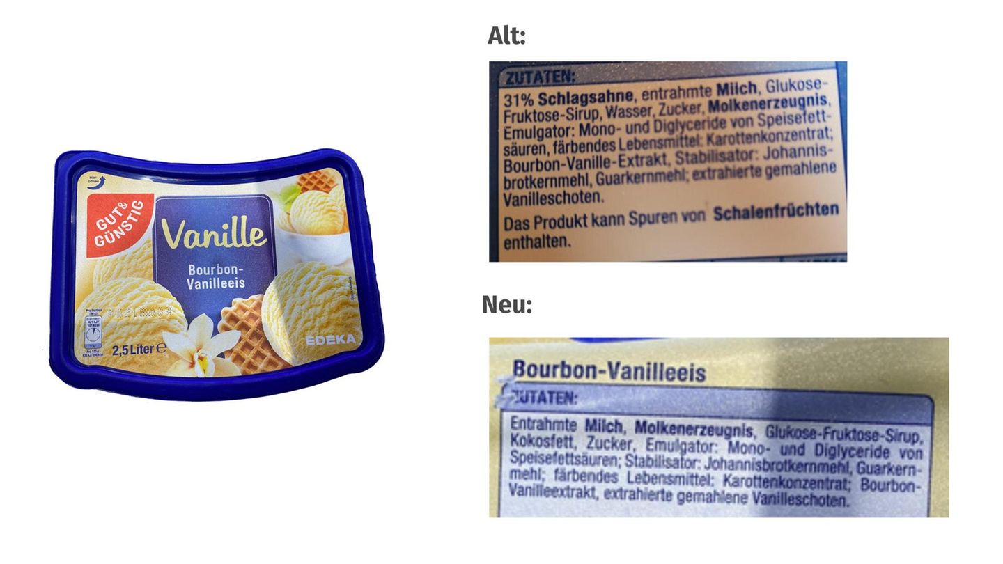 Cremig war einmal: Bei diesem Vanilleeis wurde die Schlagsahne durch Kokosfett ersetzt. In der Folge darf sich das Produkt nicht mehr "Eiscreme" nennen, sondern nur noch "Eis".