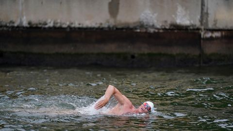 Umweltschützer Lewis Pugh schwimmt durch den Hudson River