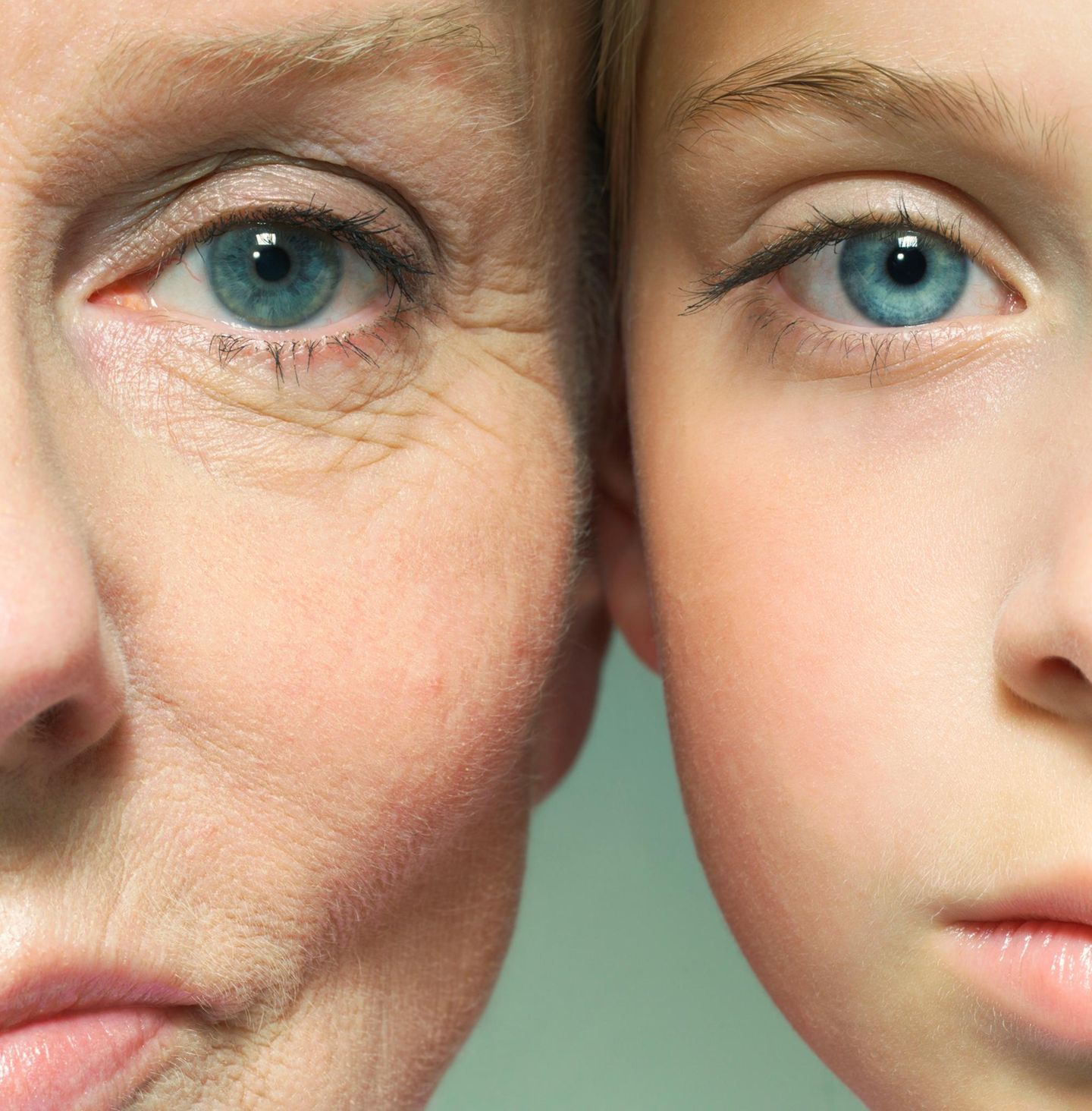 Das Gesicht einer älteren Frau neben dem einer jüngeren Frau