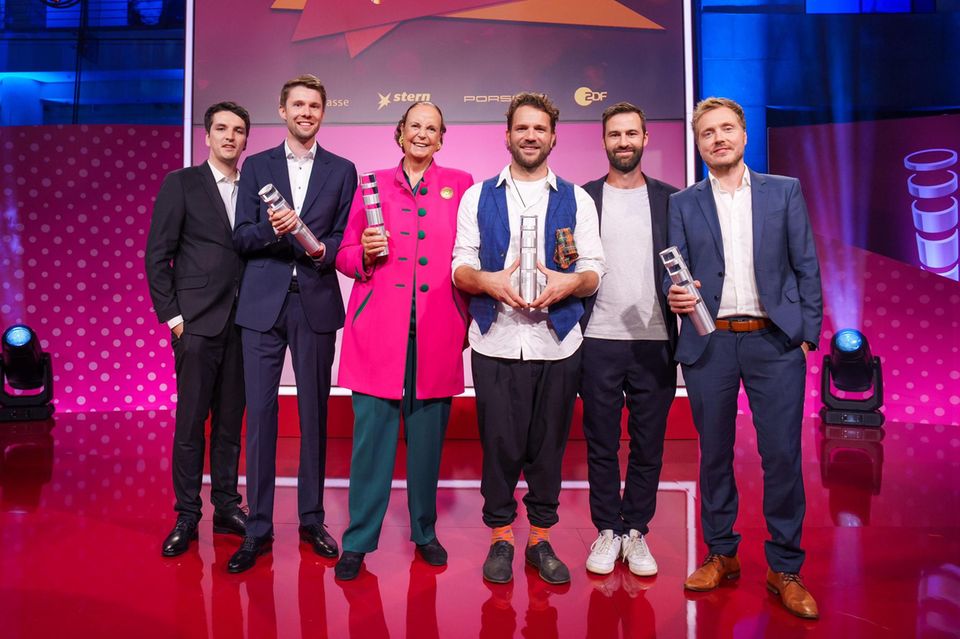 Six people with the Founder's Award in their hands Six people with the Founder's Award in their hands