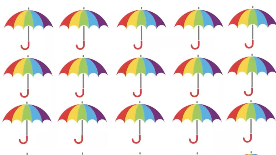 Bilderrätsel: Einer der Regenschirme ist kaputt – bloß welcher? Bilderrätsel: Einer der Regenschirme ist kaputt – bloß welcher?