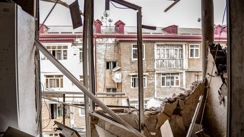 19. September 2023: Ein zerstörtes Wohnhaus in Stepanakert