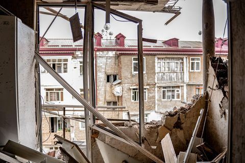19. September 2023: Ein zerstörtes Wohnhaus in Stepanakert