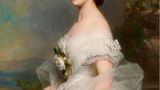 Die spanische Opernsängerin Adeline Patti, gemalt in einem weißen Kleid mit Tüll