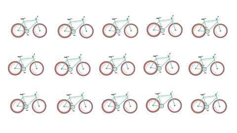 Augen auf beim Fahrradkauf: Einer dieser Drahtesel hat einen Defekt – aber der ist gar nicht so leicht zu finden. Können Sie ihn ausfindig machen?