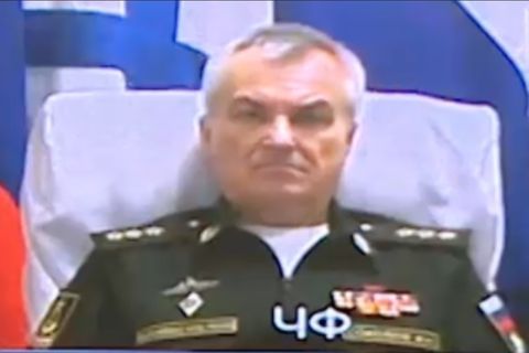 Screenshot aus einem von Moskau veröffentlichten Video, auf dem Viktor Sokolow bei einer Sitzung am Dienstag zu sehen sein soll