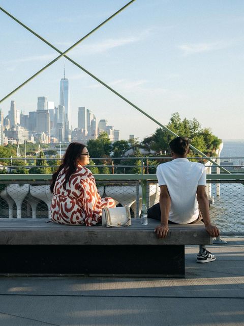 New York: Blick vom modernisierten Pier 57 auf Downtown Manhattan
