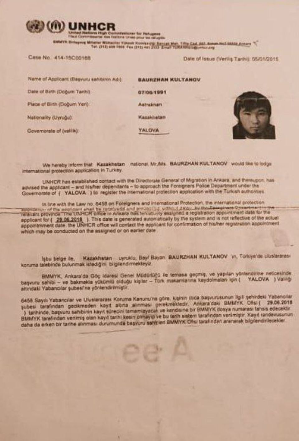 Auch der UNHCR beschäftigt sich mit Kultanows Fall – kann ihm aber nicht helfen