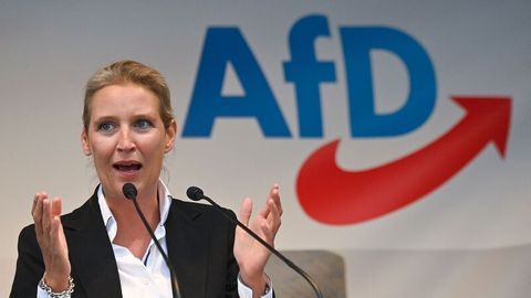 Alice Weidel spricht auf einer Kundgebung der AfD