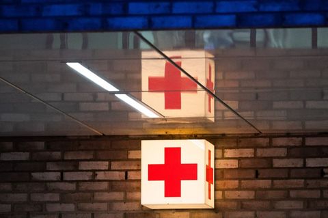 Wespen-Attacke: Ein Leuchtkasten mit einem roten Kreuz
