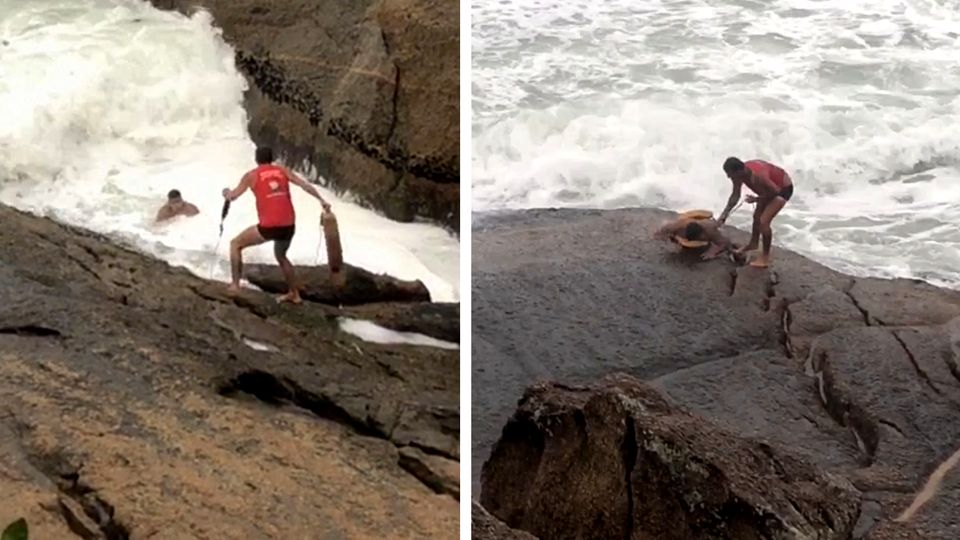 Wellen schleudern Schwimmer gegen Felsen – Mann in letzter Sekunde gerettet