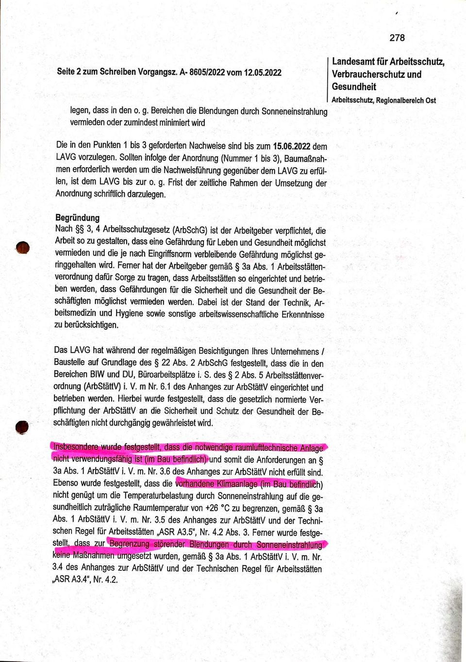Screenshot LAVG-Dokument Klimaanlage