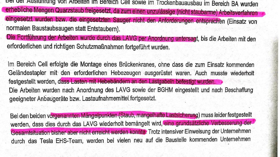 Tesla-Recherche Screenshot zu Quarzstaub