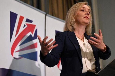 Alle wollten sie hören: Ex-Premier Liz Truss mit ihrem Slogan "Make Britain grow again"