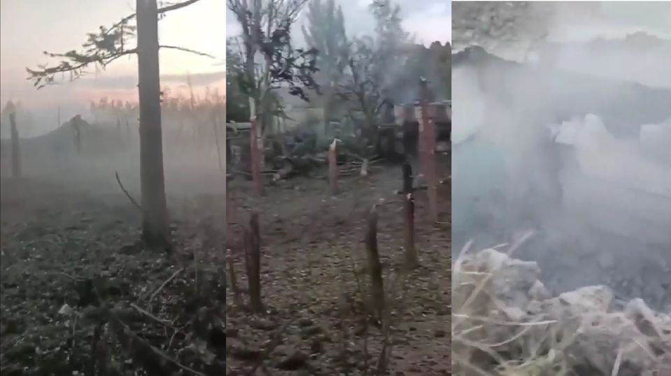 Krieg in der Ukraine: Ein Video soll die Zerstörung eines Bunkers durch eine 1500 Kilogramm Bombe zeigen. Der Ort lässt sich nicht verifizieren, die Wirkung der Explosion entpräche allerdings so einer schweren Bombe. Ein Video soll die Zerstörung eines Bunkers durch eine 1500 Kilogramm Bombe zeigen. Der Ort lässt sich nicht verifizieren, die Wirkung der Explosion entpräche allerdings so einer schweren Bombe.