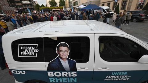 Eine Wahlkampfveranstaltung von Boris Rhein (CDU) vor der Landtagswahl in Hessen