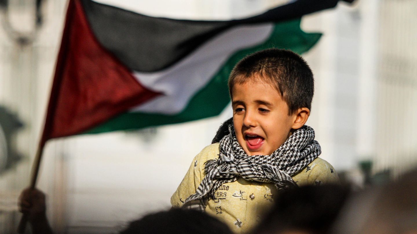 Bilder einer Anti-Israel-Demo gingen auch aus Tunesien um die Welt, zu der auch dieser kleine Junge mitgenommen wurde.
