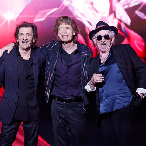 Die Rolling Stones bei der Vorstellung ihrer neuen Platte "Hackney Diamonds", v.l.: Ron Wood, Mick Jagger, Keith Richards