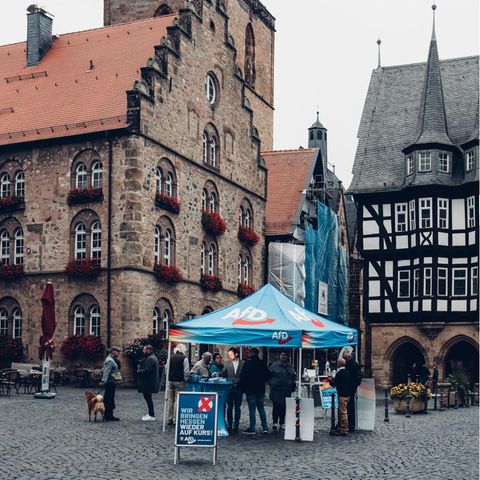 Pascal Schleich auf dem Marktplatz in Alsfeld, Hessen, am 07.10.2023