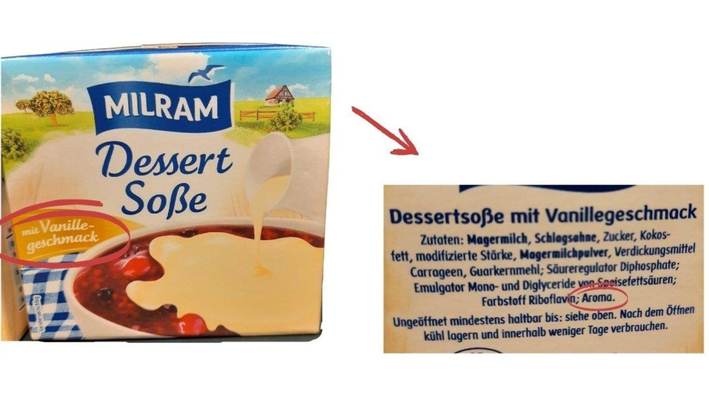"Mit Vanillegeschmack" meint meist mit Aroma