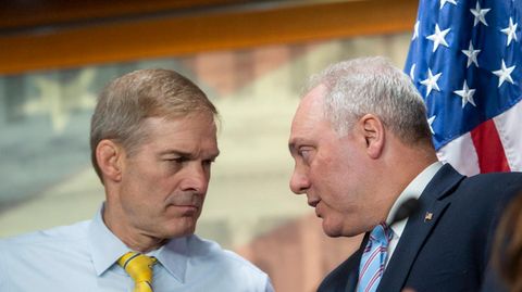 Zwei Republikaner, ein Ziel: Jim Jordan (links) und Steve Scalise wollen neuer Sprecher im US-Repräsentantenhaus werden