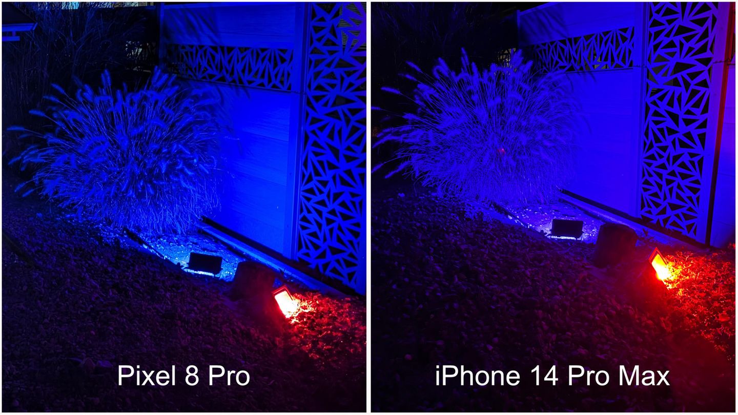 Pixel 8 Pro iPhone 14 Pro Max VGL Garten Nacht