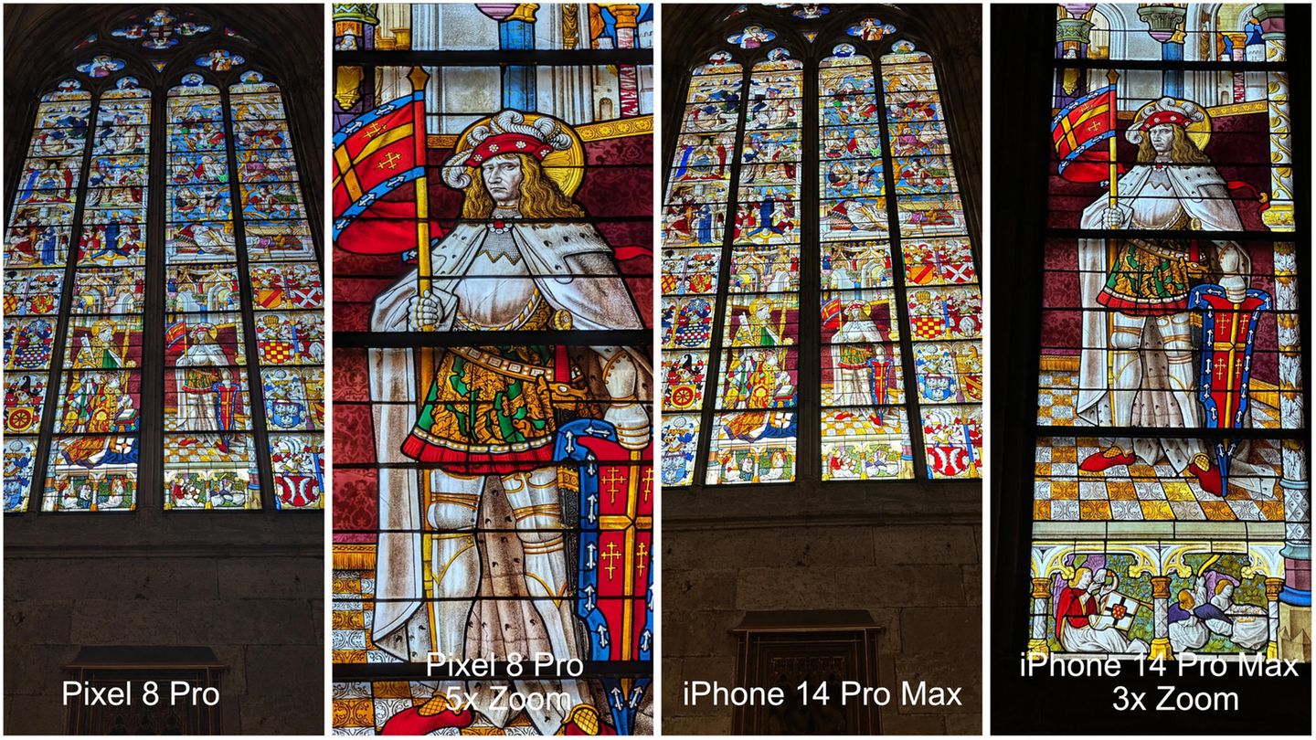 Pixel 8 Pro iPhone 14 Pro Max VGL Buntglasfenster