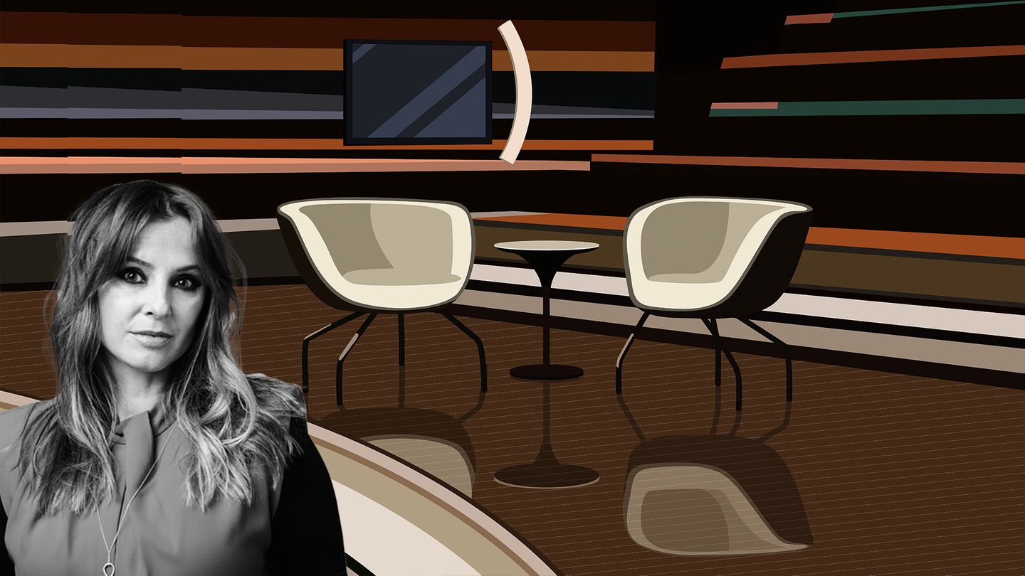 Grafik Jagoda Marinić-Portrait in einem Talkshow-Raum