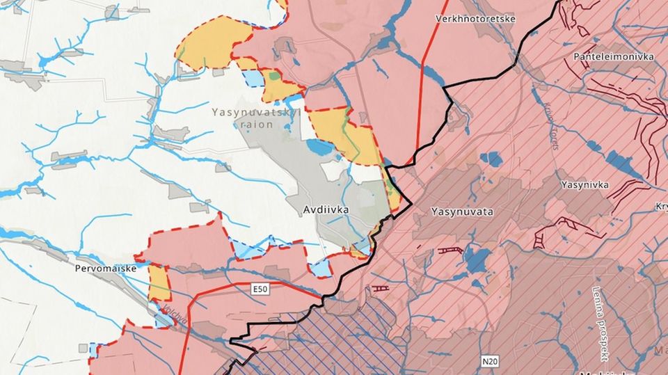 Krieg in der Ukraine: Die Karte zeigt den groben Verlauf der Frontlinie. Die Karte zeigt den groben Verlauf der Frontlinie.