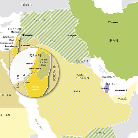 Karte von Israel und seinen Nachbarn