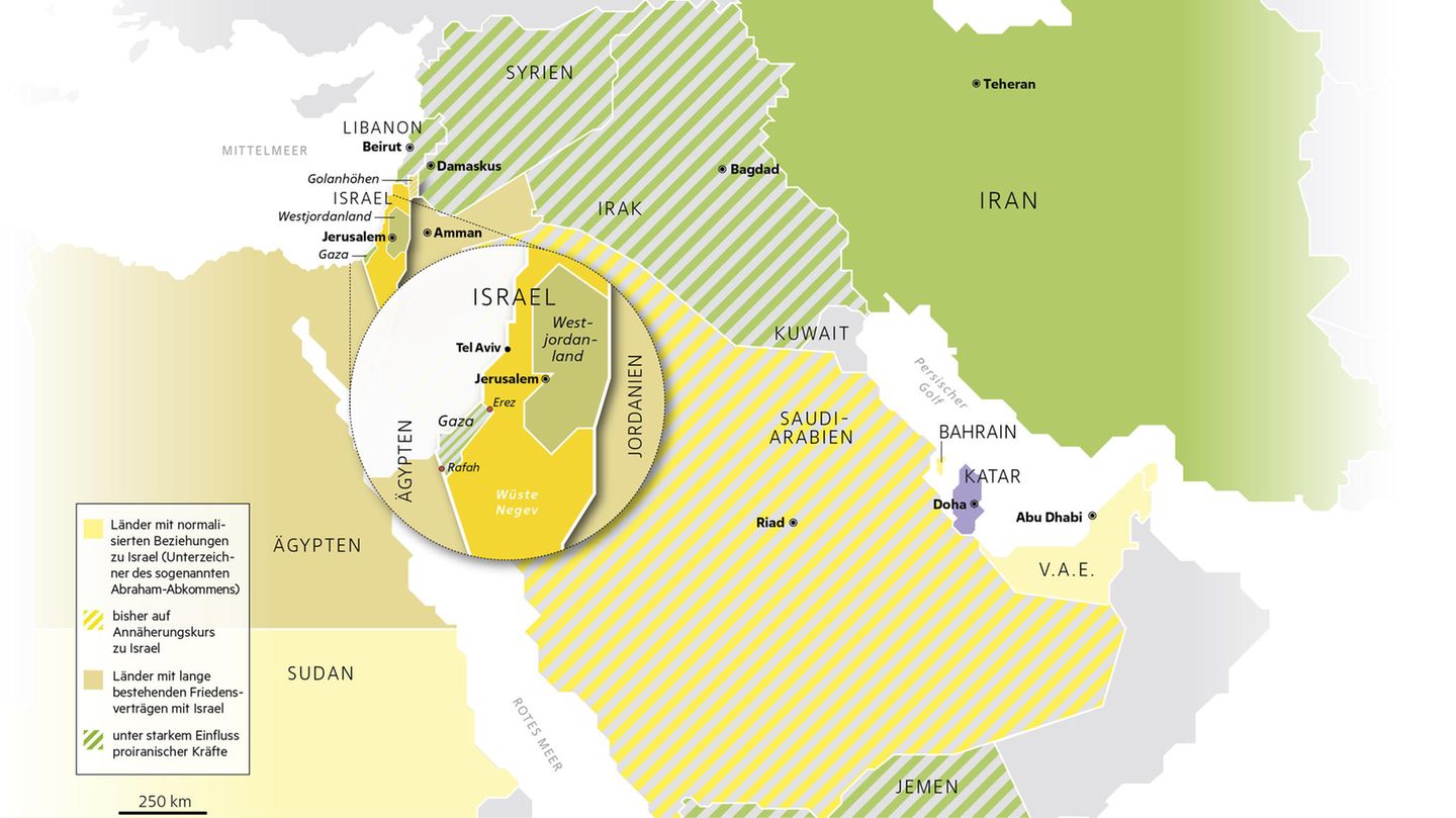 Der Nahe Osten Karte von Israel und seinen Nachbarn