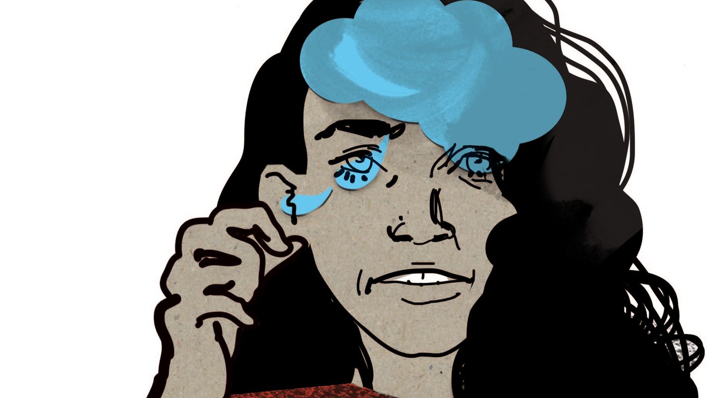 Illustration einer Frau die sich das Ohr hält Illustration einer Frau die sich das Ohr hält