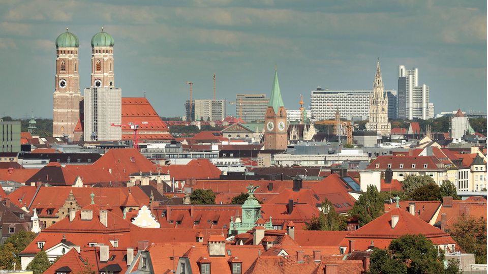 Hausdächer in München.