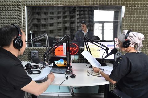 Das Aufnahmestudio des US-Senders Radio Liberty in Russland