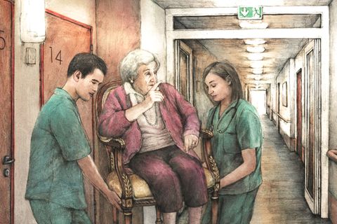 "Ihr alle, ja, genau ihr, seid doch einfach zu blöde!"   Solche Sprüche, aber auch Komisches und Berührendes erlebt unsere Kolumnistin täglich bei ihrer Arbeit als Quereinsteigerin auf einer Demenzstation