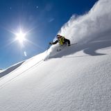 US-Skifahrer Chris Davenport zeigt sein Können im französischen Skigebiet Chamonix