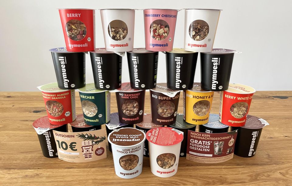 MyMuesli 24 Becher aus dem MyMuesli Adventskalender