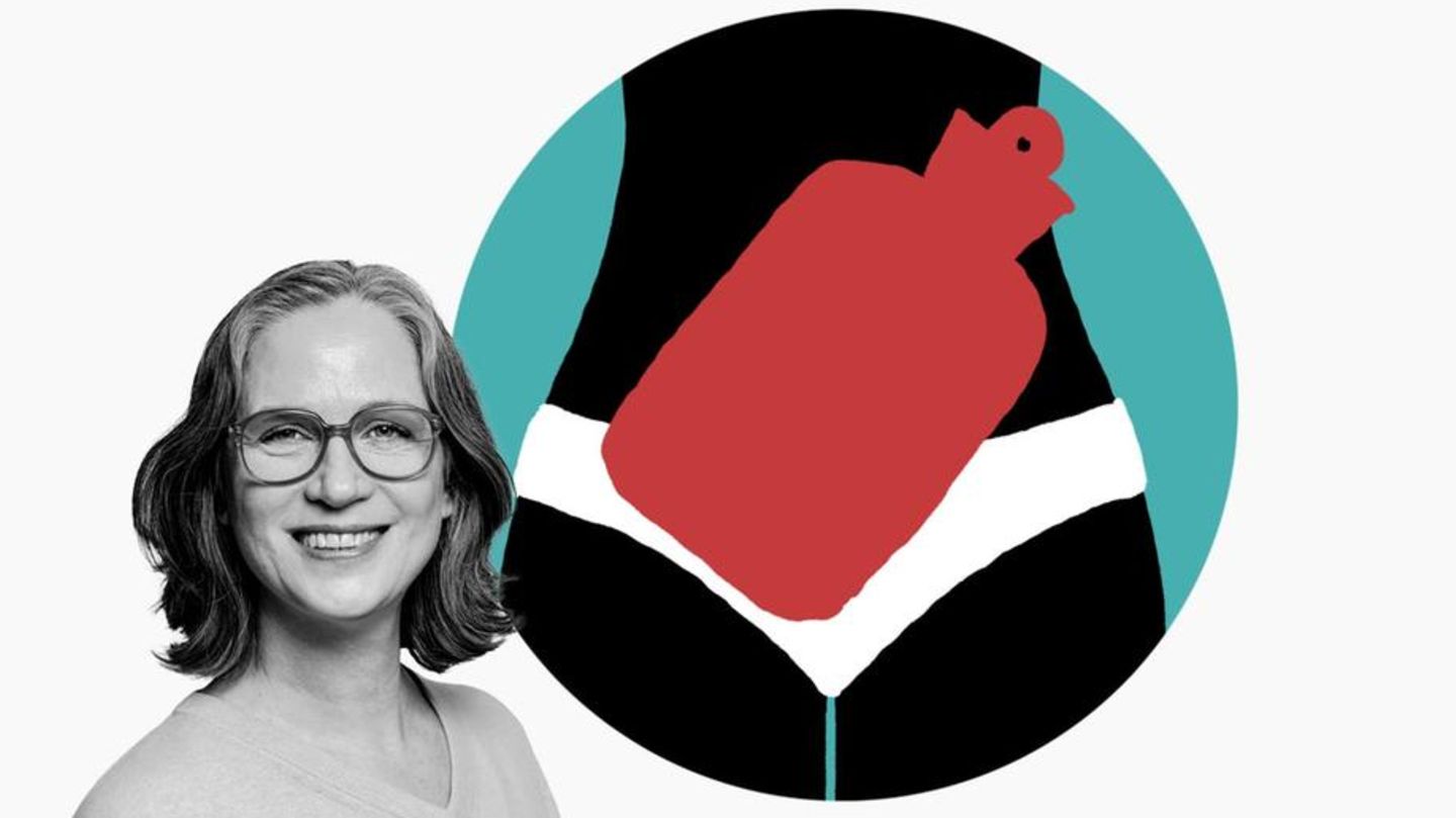 Illustration Wärmflasche auf einem weiblichen Bauch Illustration Wärmflasche auf einem weiblichen Bauch