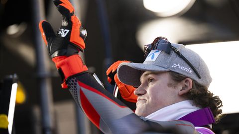 Ski alpin: Weltcup, Slalom, zweiter Lauf, Herren: der Sieger Lucas Braathen aus Norwegen jubelt