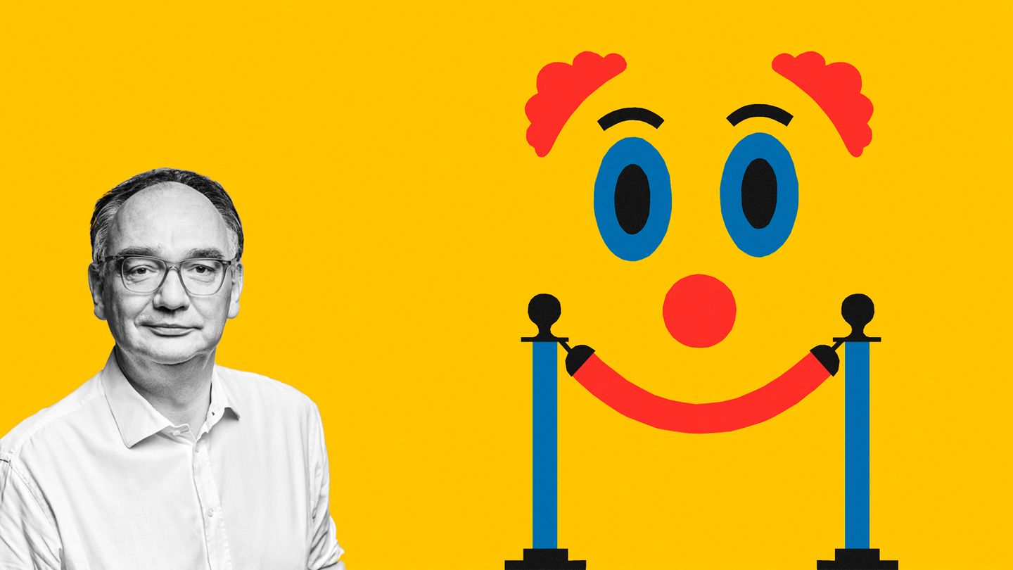 Illustration zeigt einen Clown und ein Absperrband