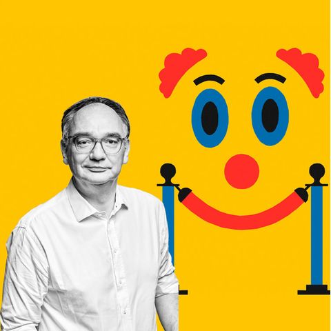 Illustration zeigt einen Clown und ein Absperrband