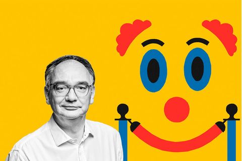 Illustration zeigt einen Clown und ein Absperrband