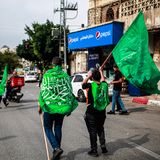 Grüne Flaggen der Hamas.