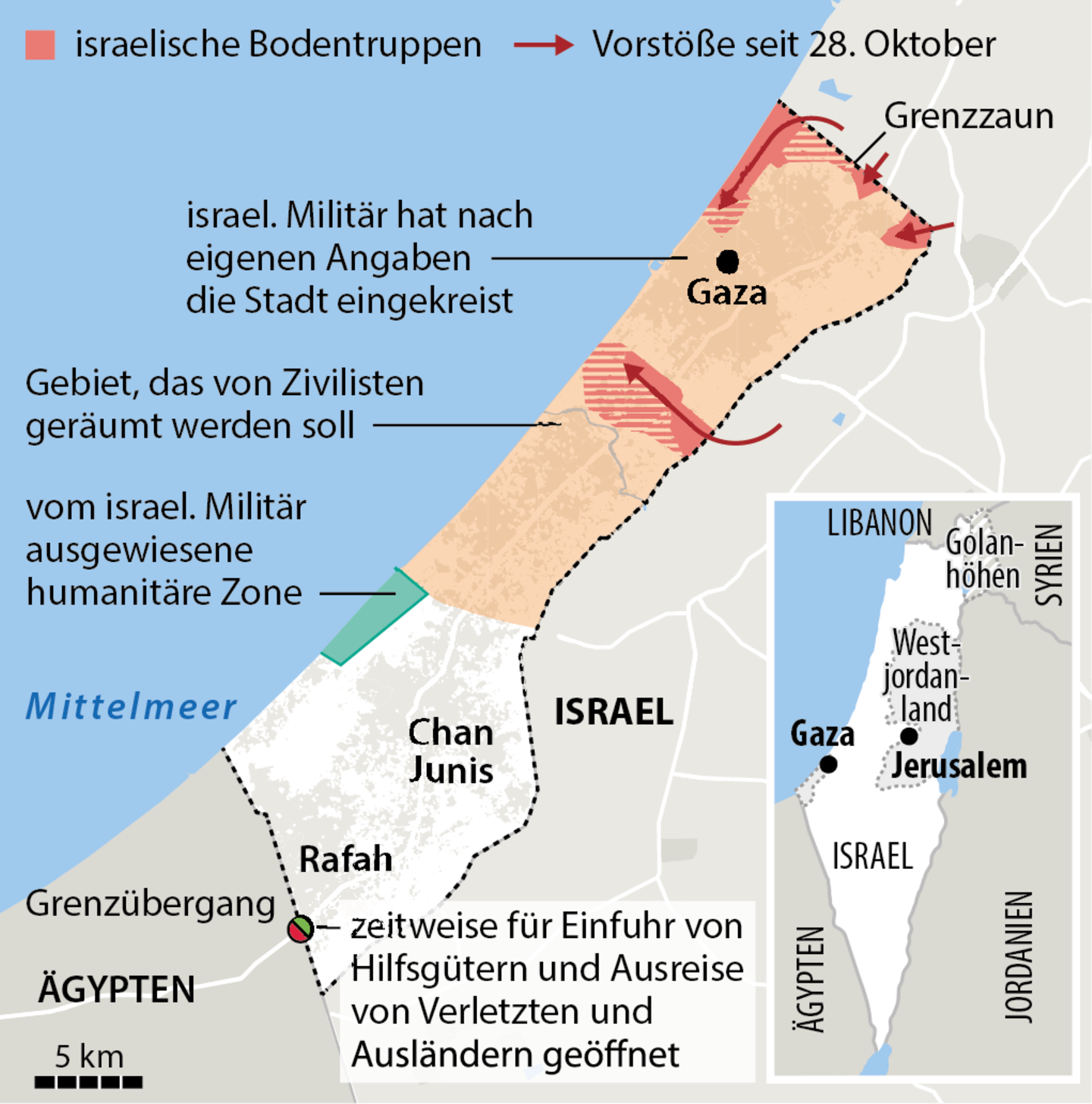 Die Lage im Gaza-Streifen: Die Hamas feuert Raketen auf Israel, während das israelische Militär seit Beginn des Konflikts mindestens 11.000 Ziele im Gazastreifen angegriffen hat.