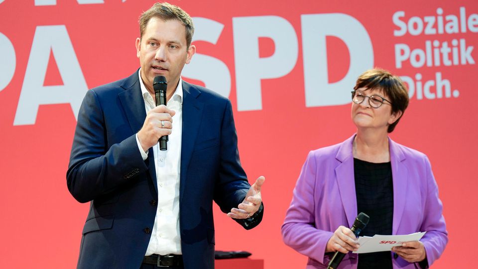 Die SPD-Parteivorsitzenden Lars Klingbeil und Saskia Esken